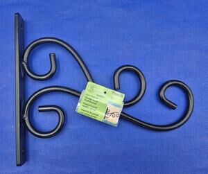 Black Metal Double Scroll Wall Bracket 9" NEW with Tag